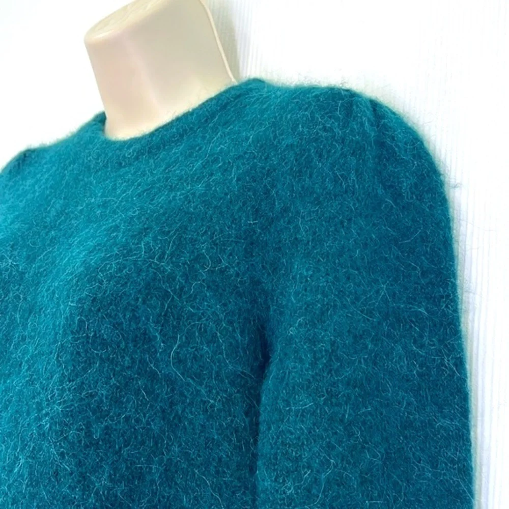 J. Crew - Emerald Alpaca Crewneck Puff Shoulders Long Sleeve Sweater Size XXS